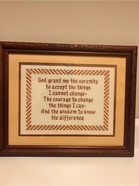 Wood Carves Framed Cross Stitch Serenity Prayer